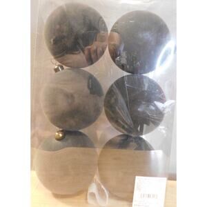 Ashland Black Flocked 4" Shatterproof Ball Ornaments  6 Pack  New In Box
